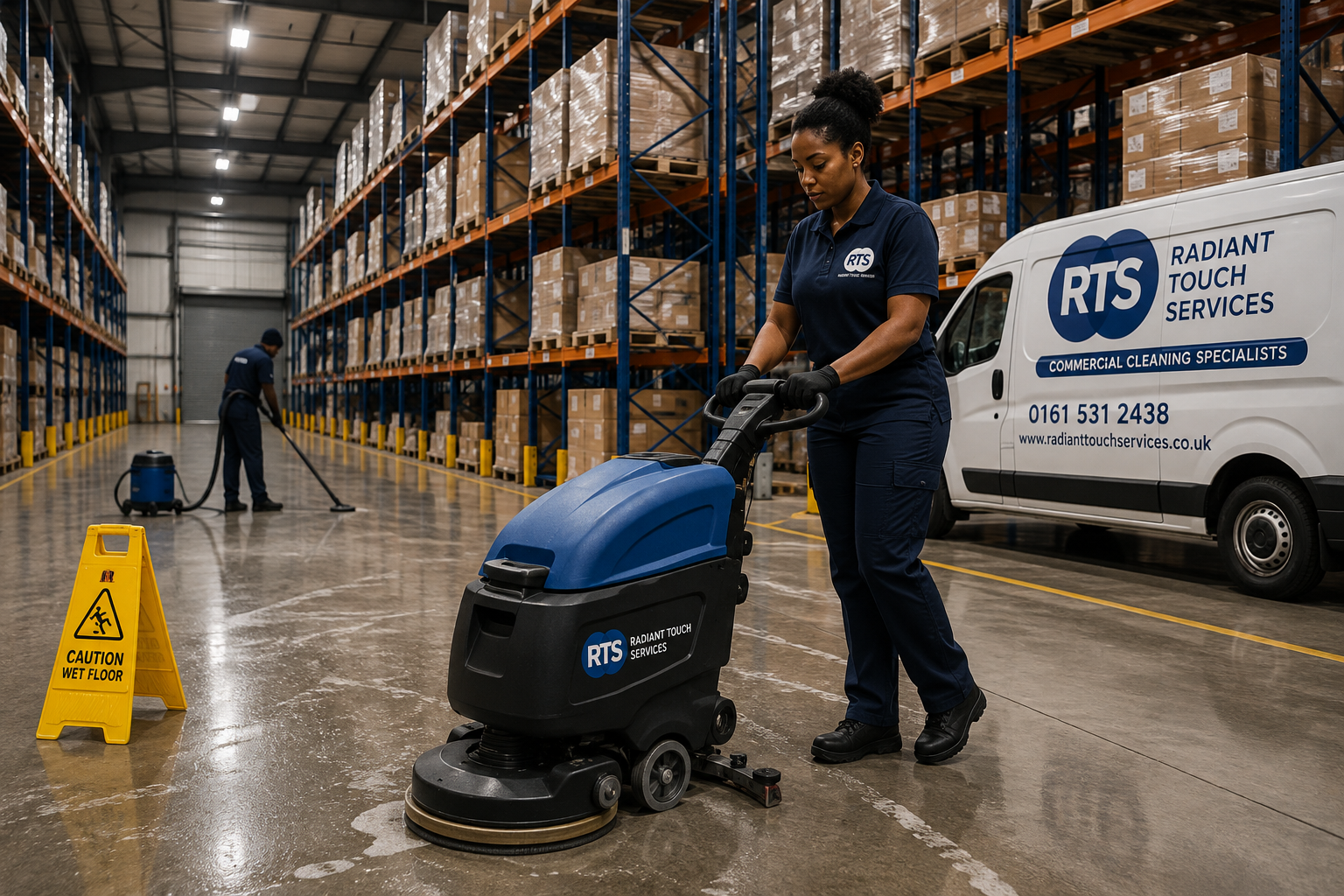 Professional warehouse cleaning services in Manchester by Radiant Touch Services